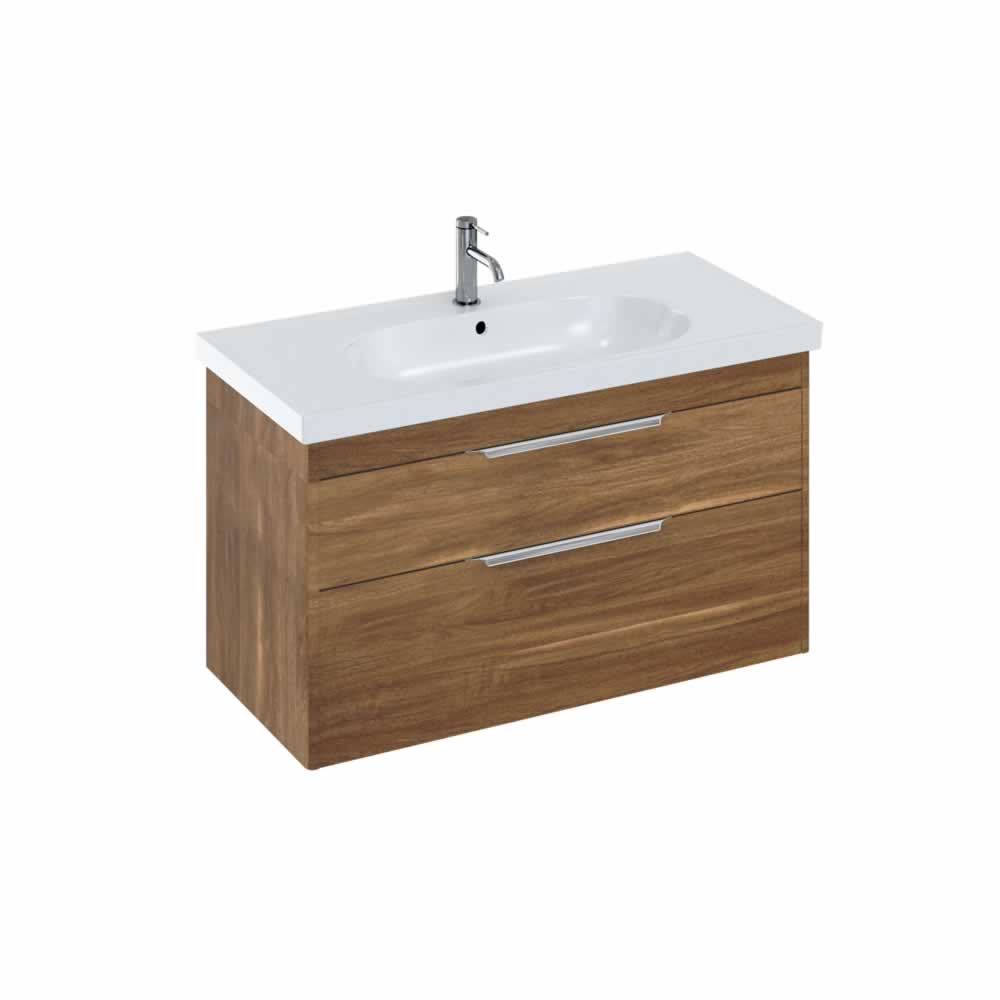 Shoreditch 100cm double drawer Caramel with Origin Round Basin